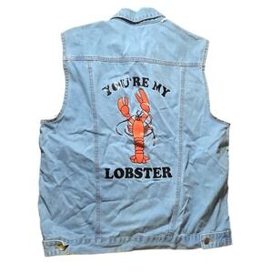 UNISEX L see mez Friends TV Show Your'e My Lobster Denim Vest L Ross Rachel new